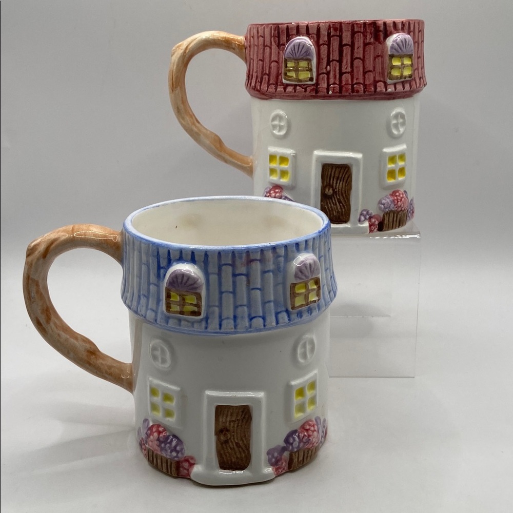 Vintage Country Cottage Ceramic Mugs Set Of 2 - Picture 2 of 8